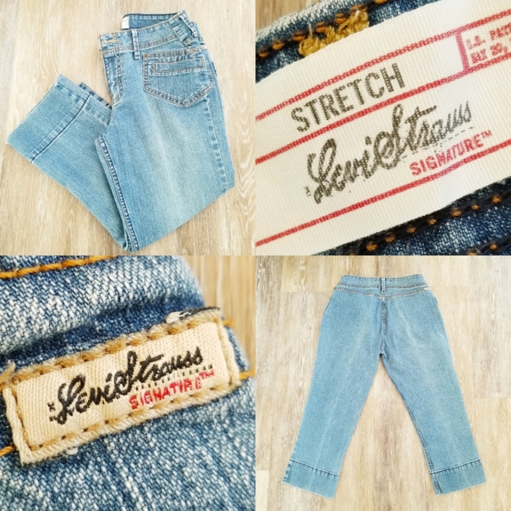 Levi's Strauss Signature Vintage Denim Culottes Cropped Pants Y2K 90's Stretch